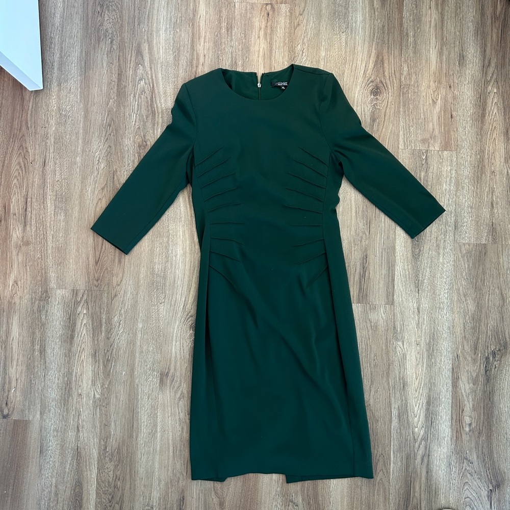 Mid thigh olive green dress with cinched waist